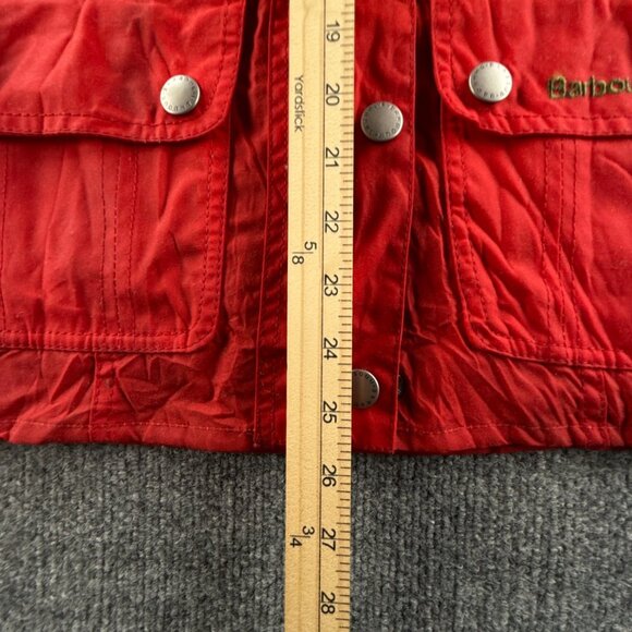 Barbour International Avonmouth Waxed Jacket Women Full Zip Red Size 4 USA Lined - Picture 6 of 16